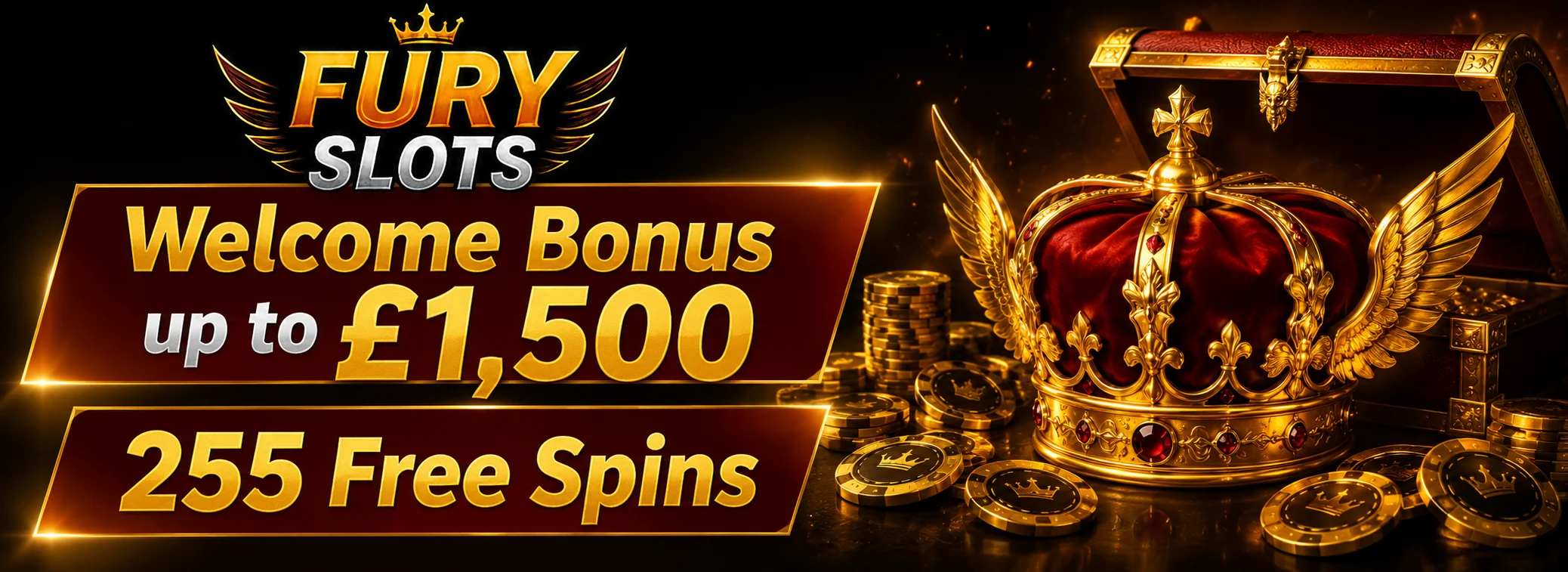 Fury Slots welcome package: £1,500 in bonus funds and 255 free spins split across four deposits